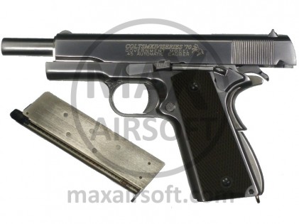 WE Colt 1911 MKIV Serie 70 Satin Chrome Modell GBB Pistole