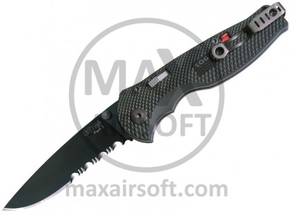 Taschenmesser SOG Flash II Teilweise gezahnt Schwarz TiNi