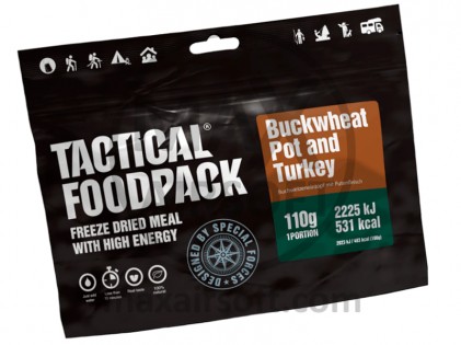 Taktisches Lebensmittelpaket: Buchweizentopf und Truthahn