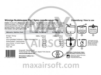 Taktisches Proviantpaket: Scharfe Nudelsuppe