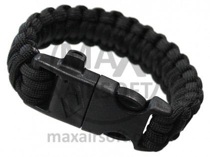 Narukvica Paracord Žviždaljka/Kremen Crna