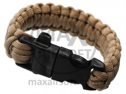 Narukvica Paracord Žviždaljka/Kremen Tan