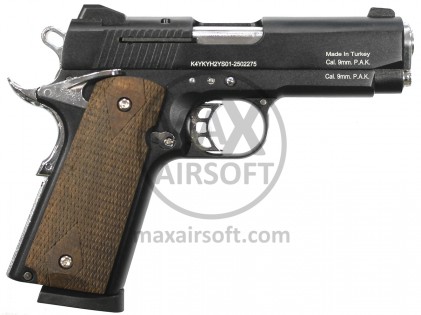 Kuzey 911SX Blank Firing Pistol Black/Chrome 9mm P.A.K.