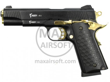 Kuzey 911 Blank Firing Pistol Black/Gold 9mm P.A.K.